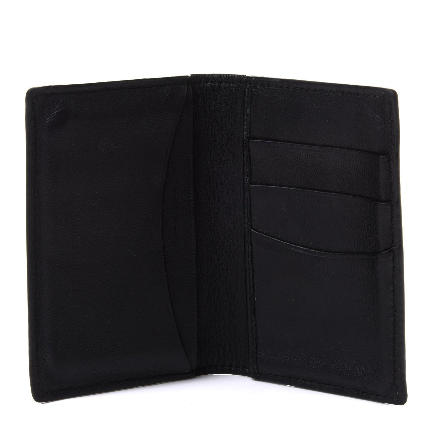 Grained Calfskin Skull Card Holder Black