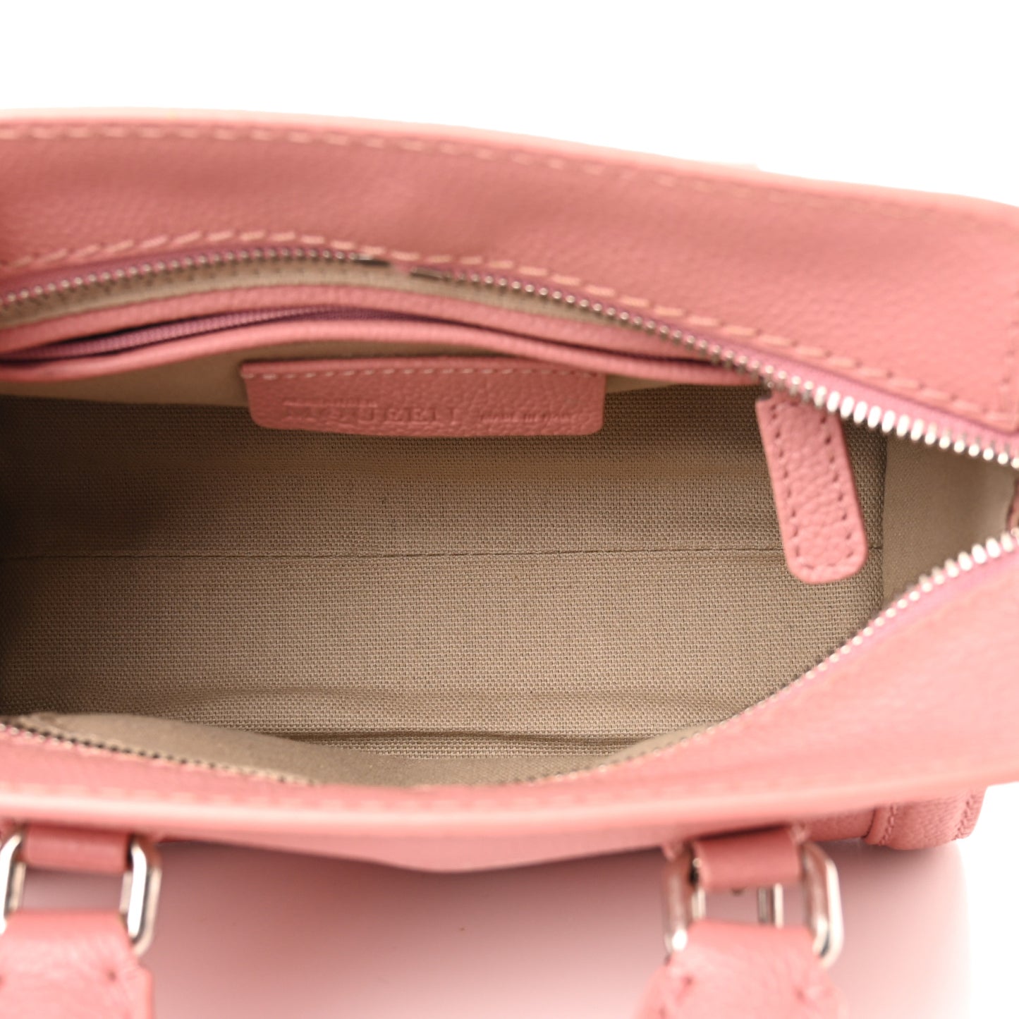 Pebbled Calfskin Mini Skull Padlock Zip Around Tote Petal
