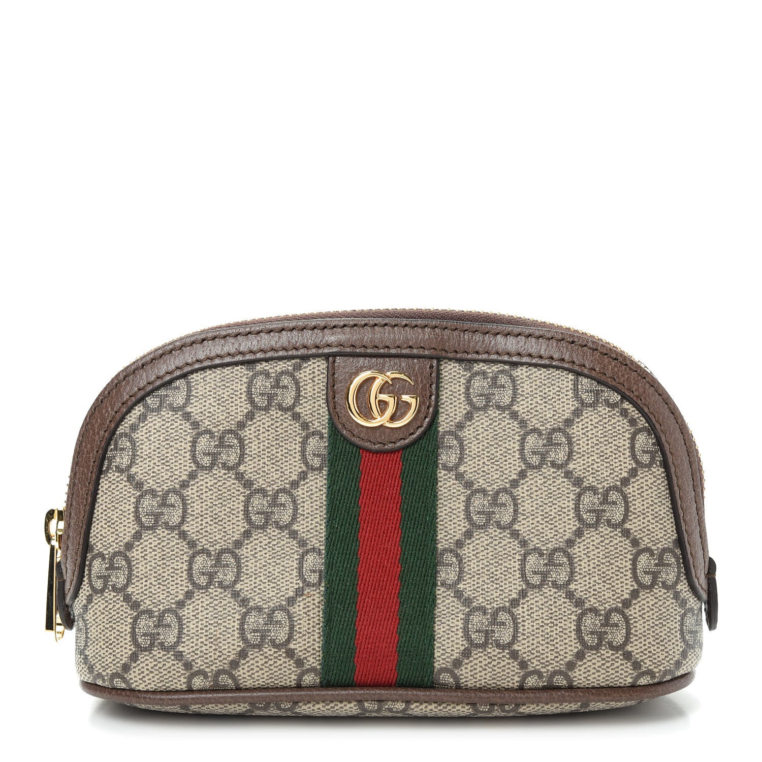 Gucci GG Supreme Monogram Textured Calfskin Web Medium Ophidia Cosmetic Case Beige Ebony New Acero 1 of 7