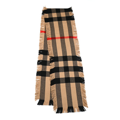 Burberry Wool Check Happy Fringe Scarf Beige 2 of 4