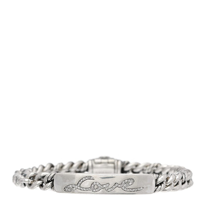 David Yurman Sterling Silver Diamond 7mm Petite Pave Curb Link Love ID Bracelet 1 of 4