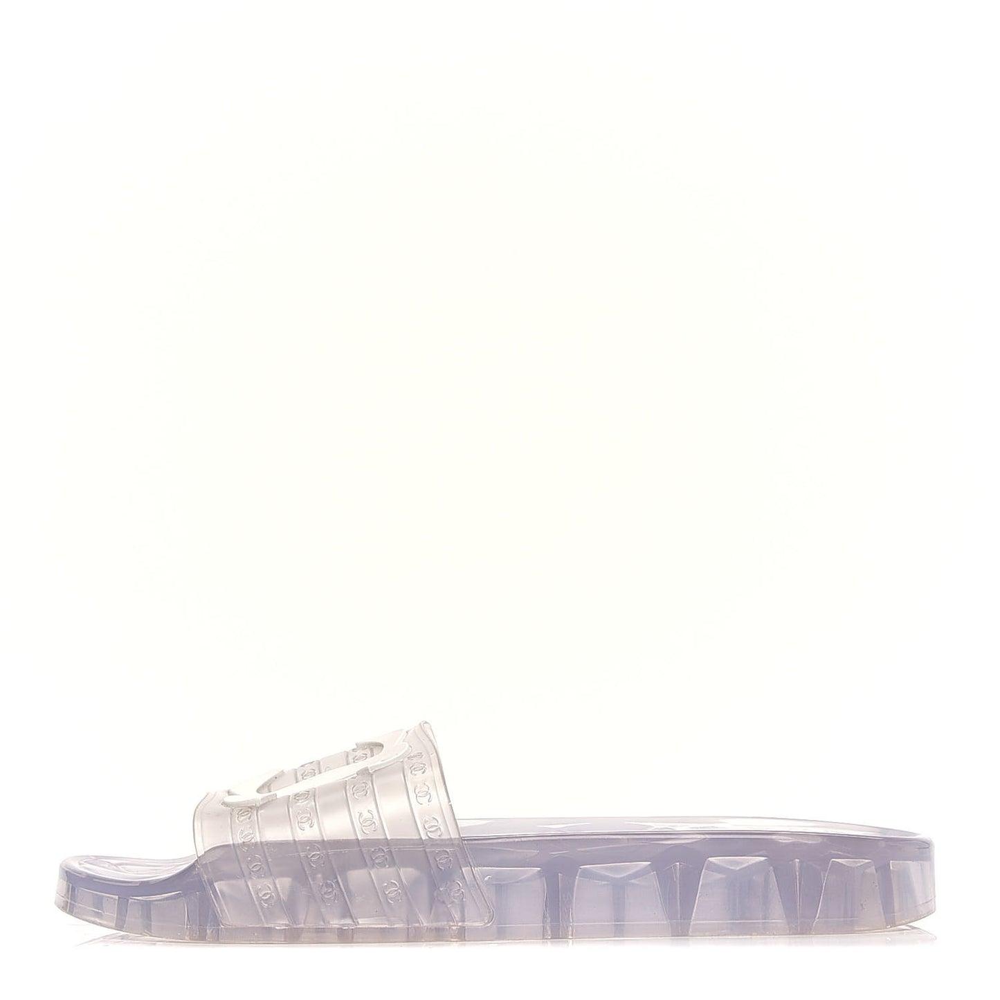 PVC Transparent CC Flat Slide Sandals 39 White