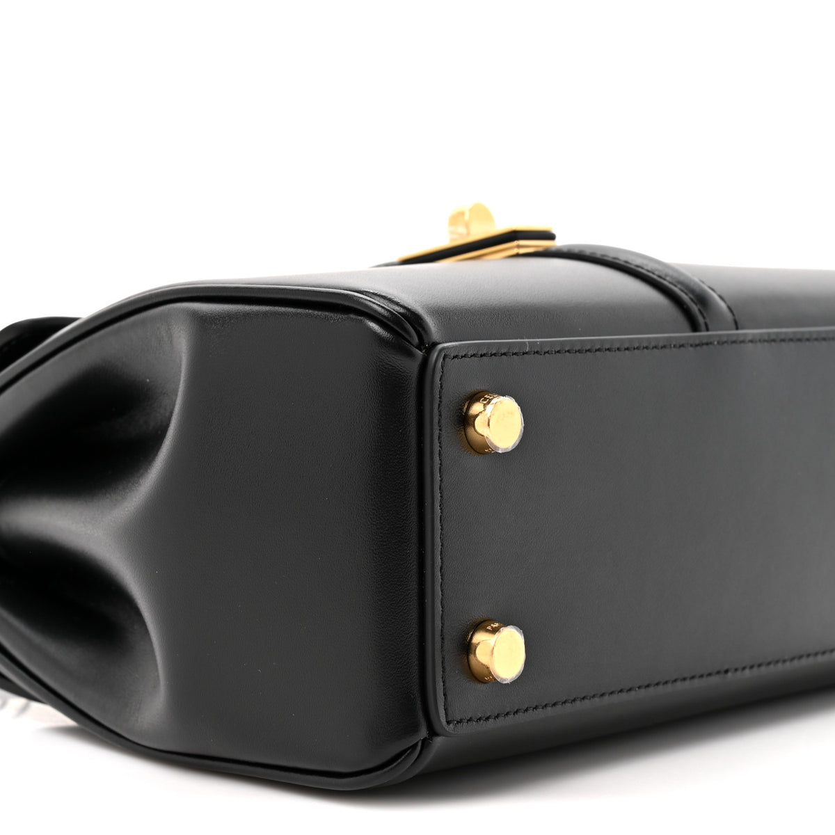 Satinated Calfskin Mini 16 Top Handle Bag Black