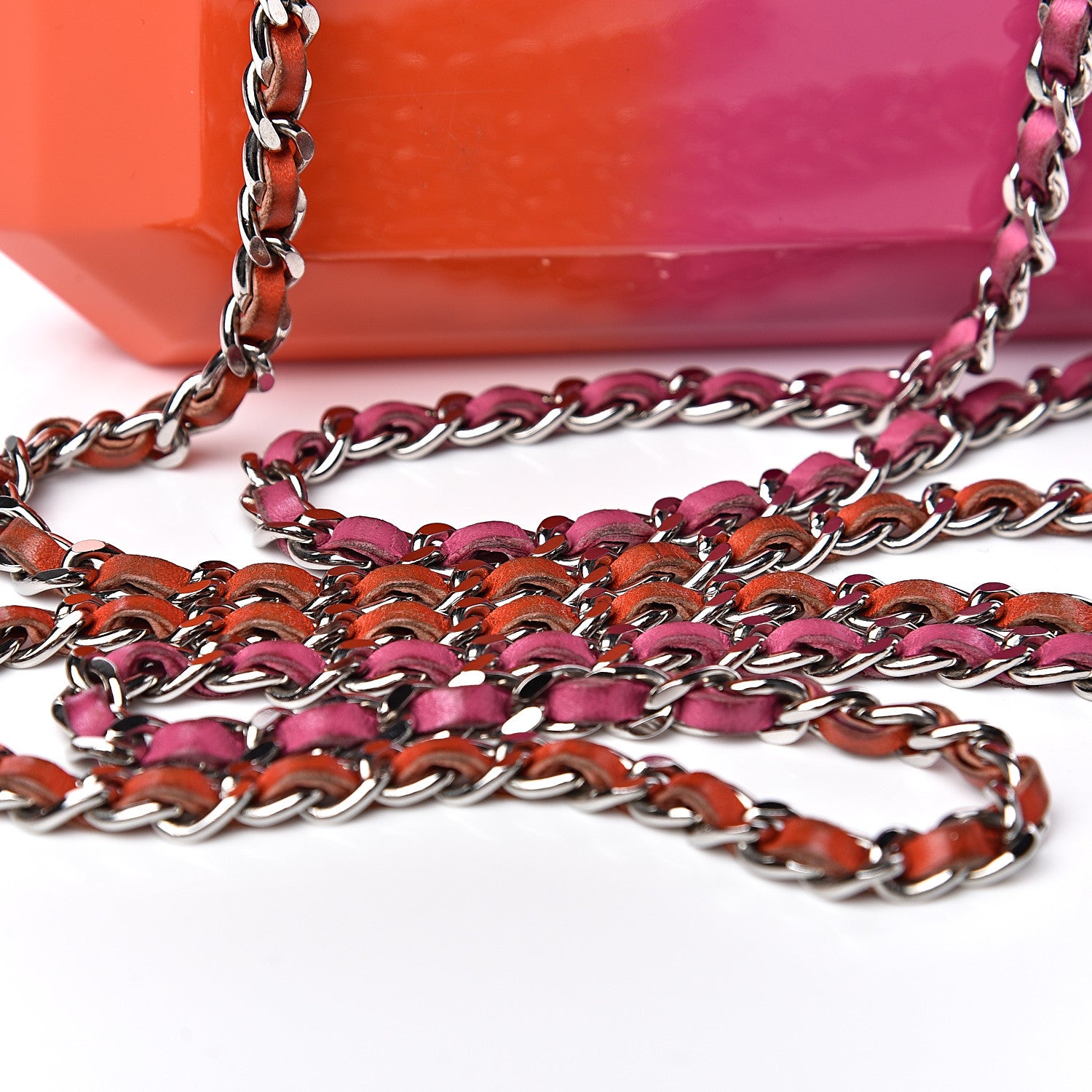 Chanel Faded Plexiglass CC Boy Brick Clutch Pink Orange 11 of 15