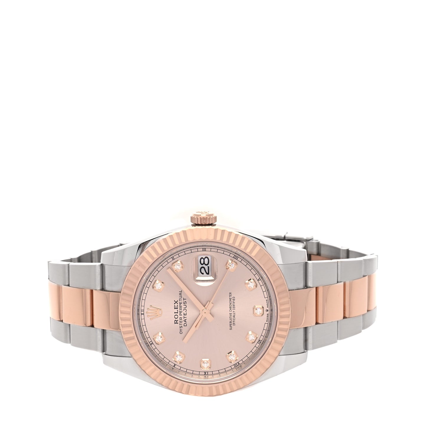 Stainless Steel 18K Everose Gold Diamond 41mm Oyster Perpetual Datejust Watch Sundust 126331