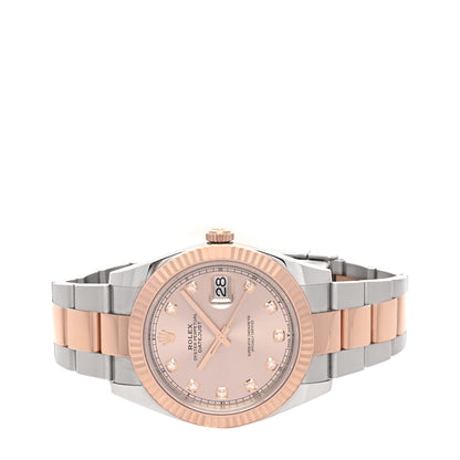 Rolex Stainless Steel 18K Everose Gold Diamond 41mm Oyster Perpetual Datejust Watch Sundust 126331 2 of 5