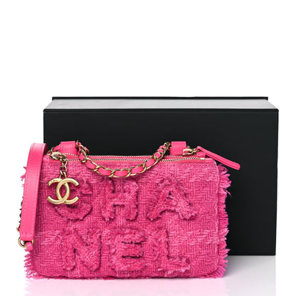 Chanel Wool Tweed Giant Logo Waist Bag Pink 10 of 10