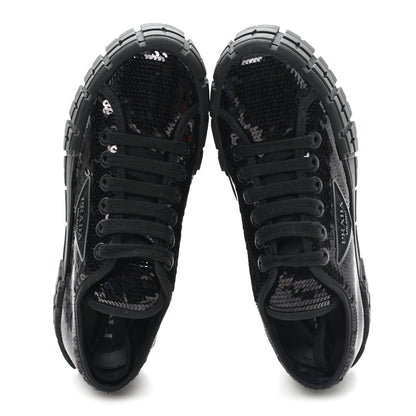 Prada Paillettes Triangle Logo Double Wheel 50mm Sneakers 37 Black 2 of 10