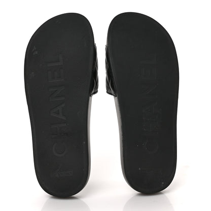 Chanel Lambskin Quilted CC Mules Sandals 37 Black 5 of 9
