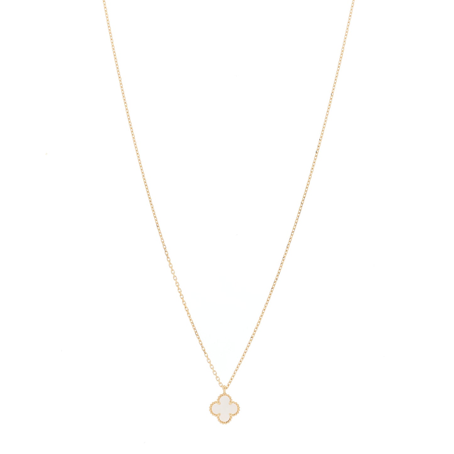 18K Yellow Gold Mother of Pearl Sweet Alhambra Pendant Necklace