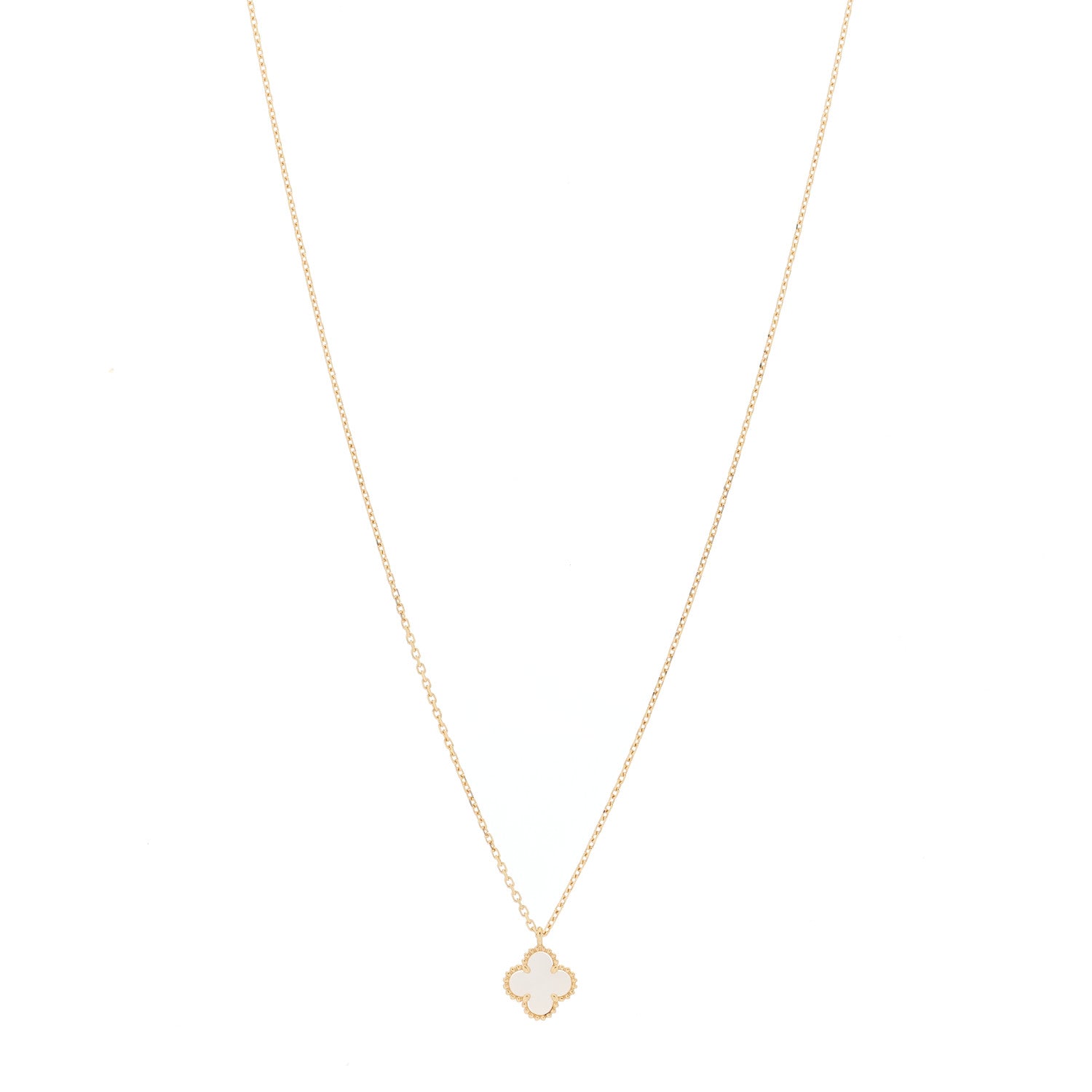 Van Cleef & Arpels 18K Yellow Gold Mother of Pearl Sweet Alhambra Pendant Necklace 1 of 5