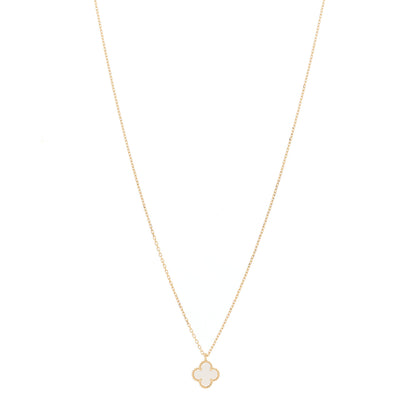 Van Cleef & Arpels 18K Yellow Gold Mother of Pearl Sweet Alhambra Pendant Necklace 1 of 5