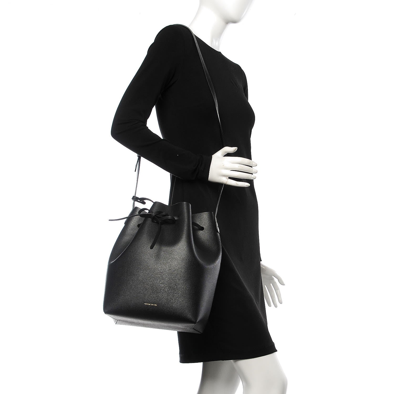 Mansur Gavriel Saffiano Bucket Bag Black Flamma 2 of 7