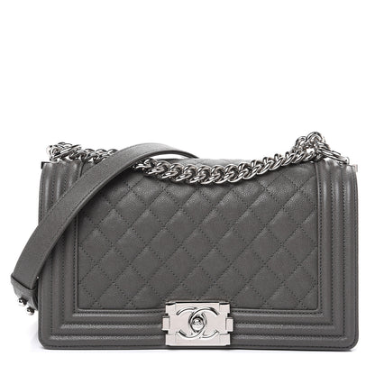 Chanel Caviar Quilted Medium Boy Flap Grey 1 of 9