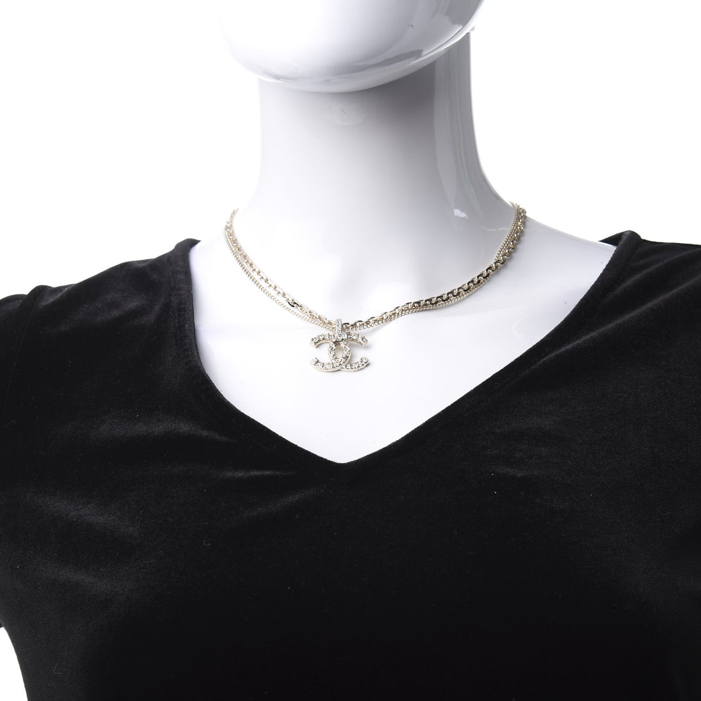 Crystal CC Multi Strand Chain Necklace Gold