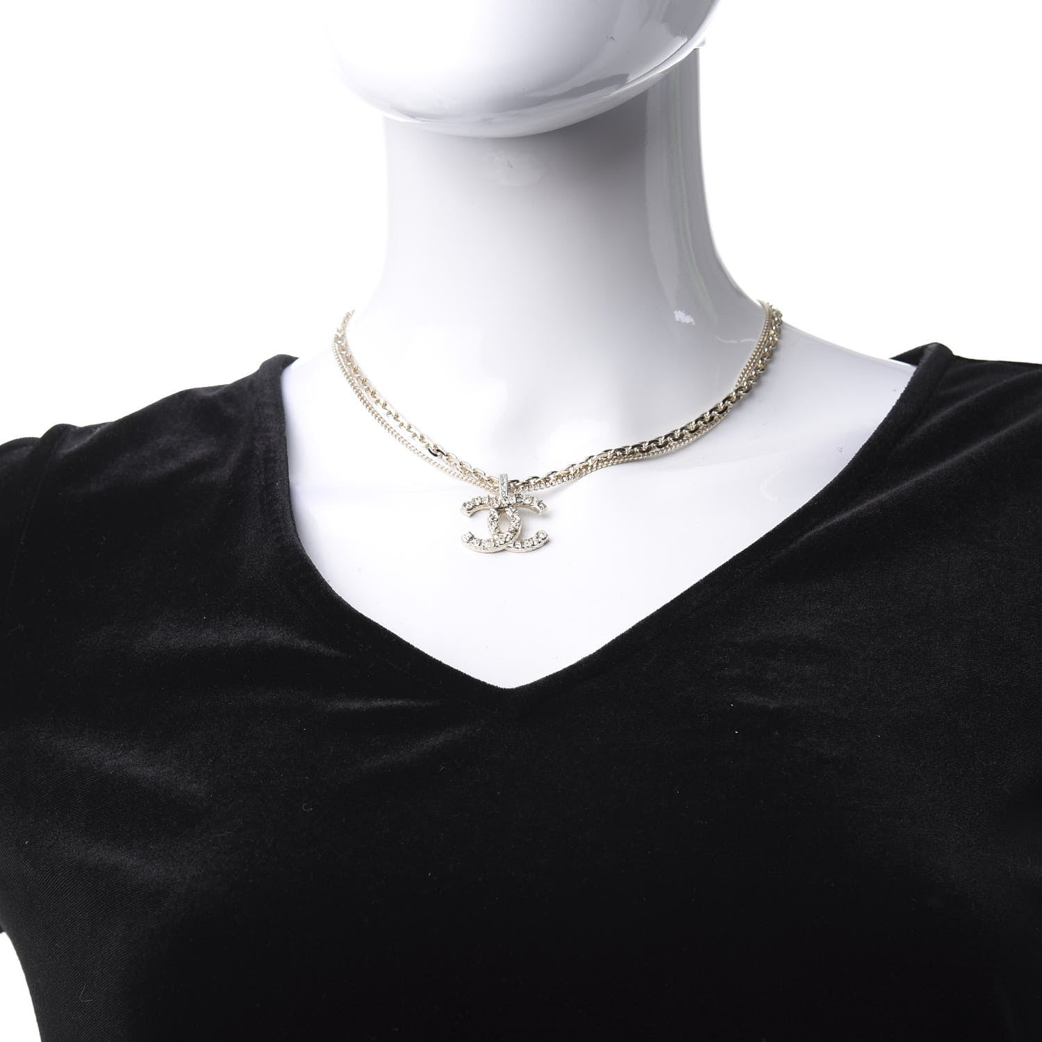 Chanel Crystal CC Multi Strand Chain Necklace Gold 2 of 5