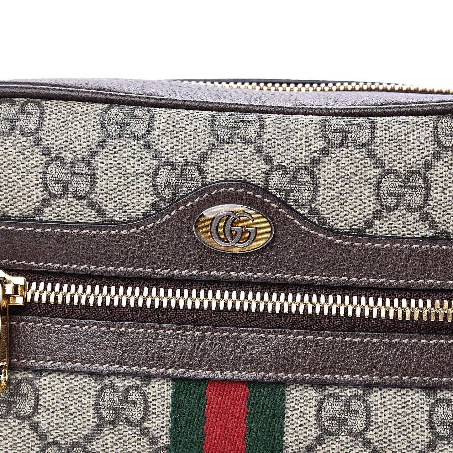 GG Supreme Monogram Web Small Ophidia Belt Bag 95 38 Dark Brown