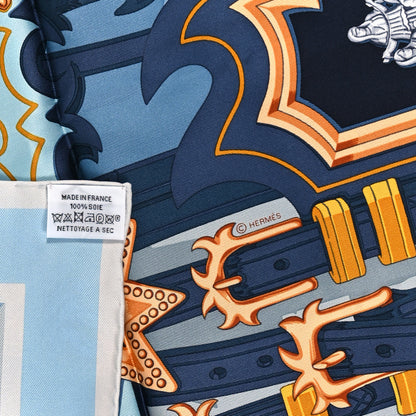 Hermes Silk Brides Et Destin Scarf 90 Blue Jean Mordore Ciel 3 of 3