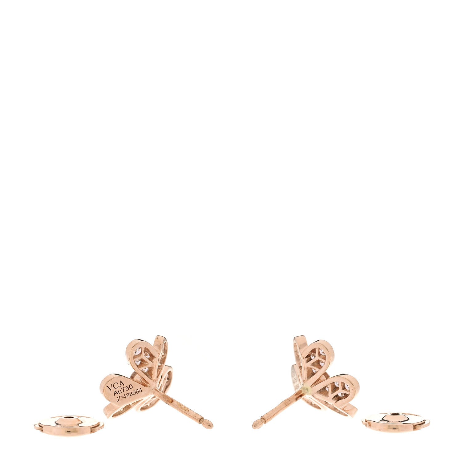 Van Cleef & Arpels 18K Rose Gold Diamond Mini Frivole Pave Earrings 3 of 4