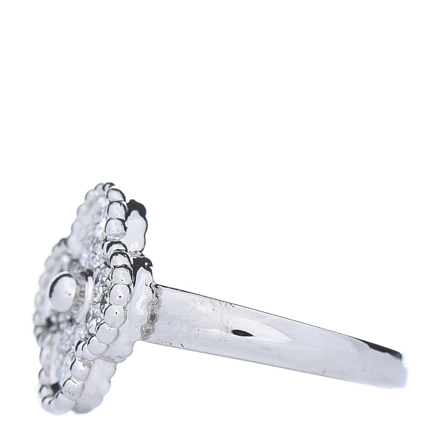 18K White Gold Diamond Vintage Alhambra Ring 51 5.75