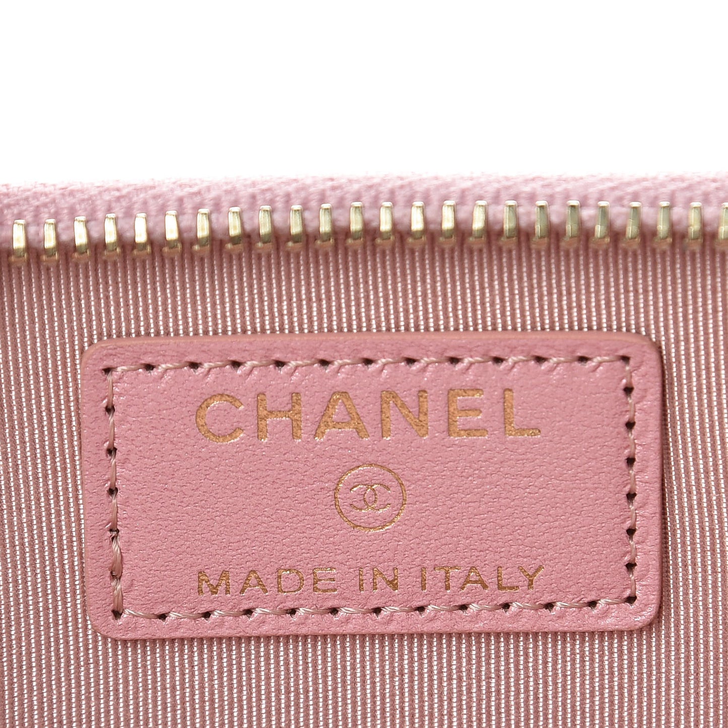 Iridescent Caviar Quilted Zipped Key Holder Case Rose Pink