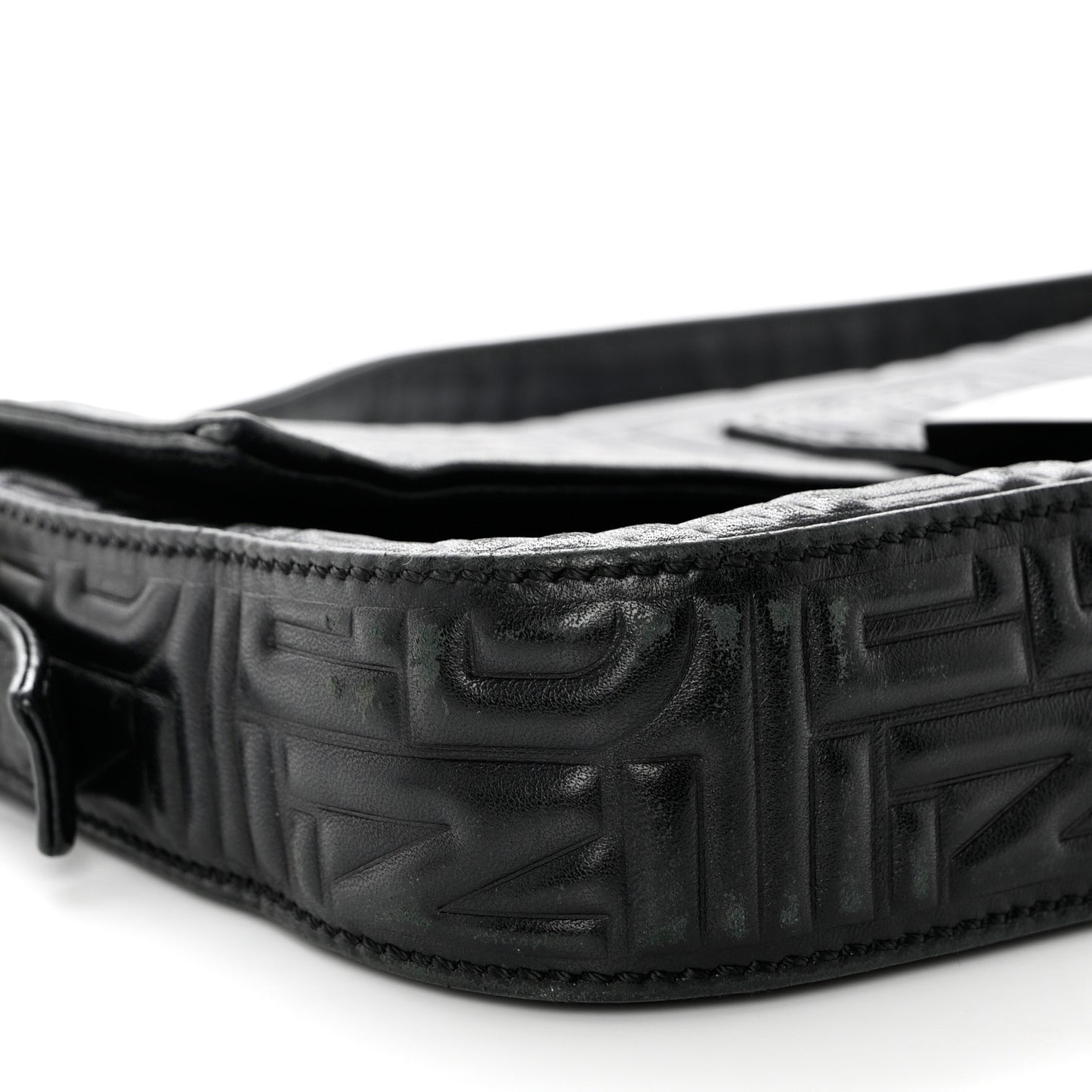Nappa Logo Embossed Baguette Black