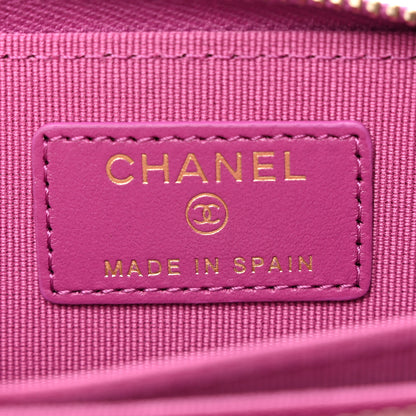 Chanel Caviar Quilted Zip Around Coin Purse Wallet Purple 6 of 9