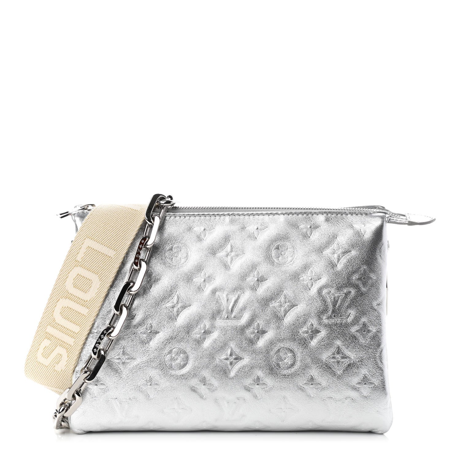 Louis Vuitton Metallic Lambskin Embossed Monogram Coussin PM Silver 1 of 8
