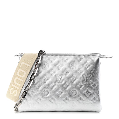 Louis Vuitton Metallic Lambskin Embossed Monogram Coussin PM Silver 1 of 8
