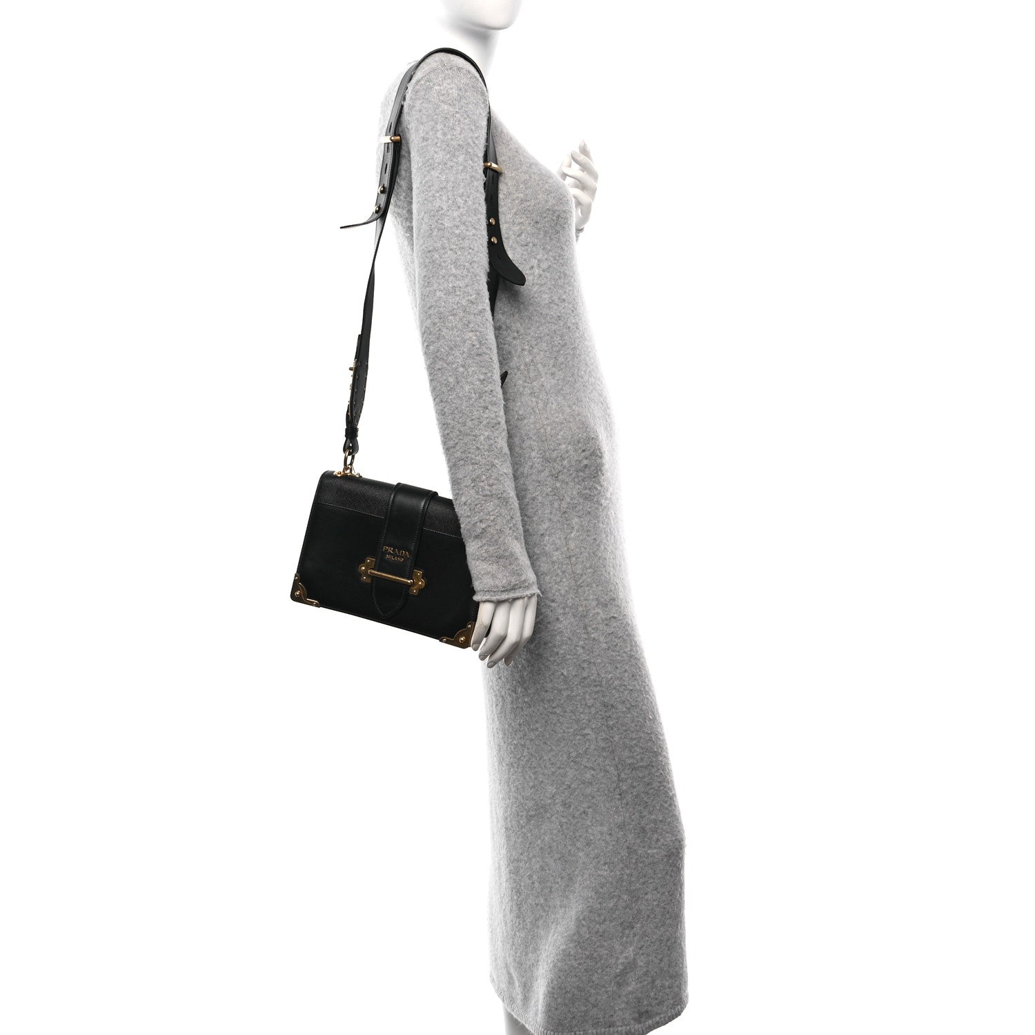 Prada City Calf Saffiano Cahier Bag Black 2 of 9