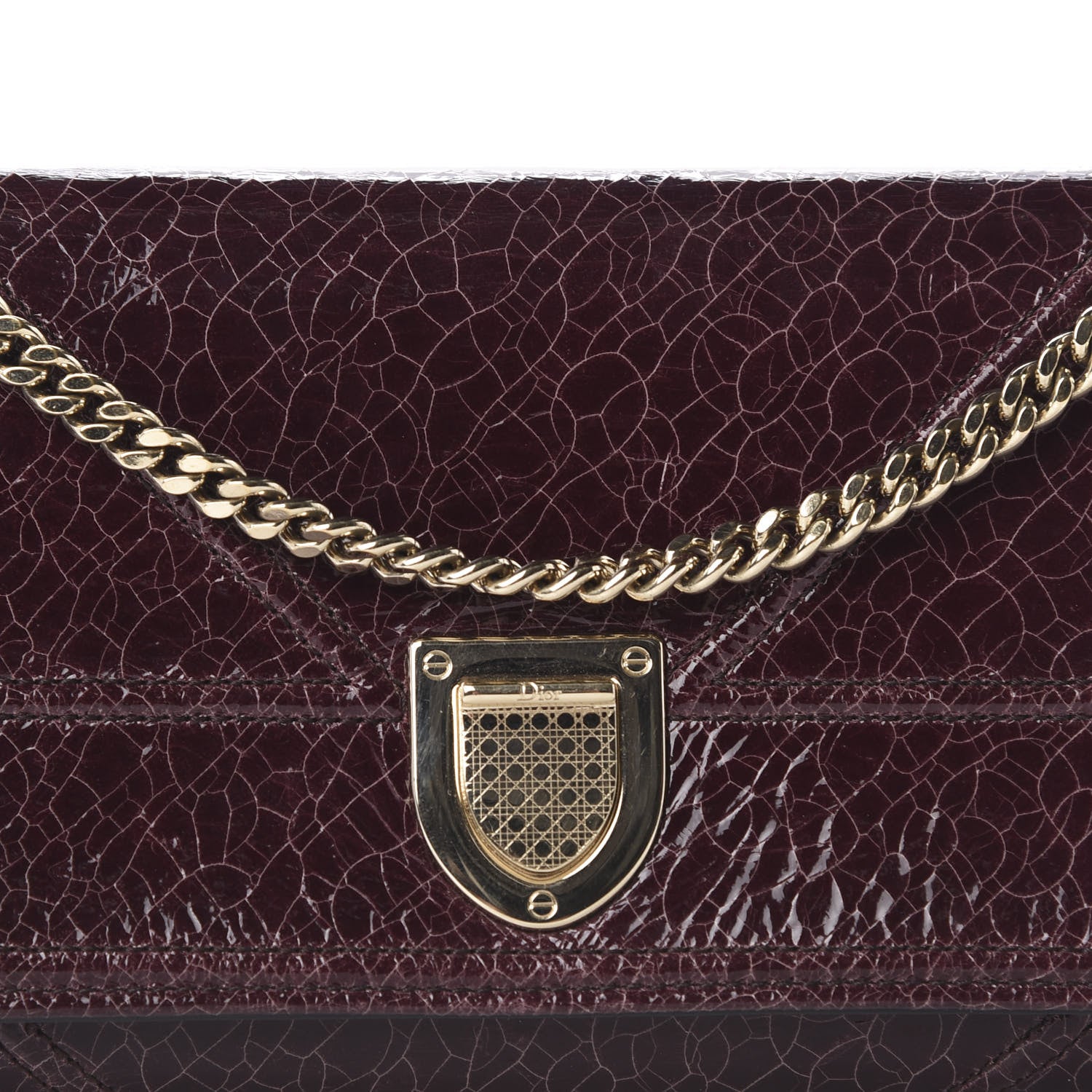Christian Dior Ceramic Effect Deerskin Diorama Croisiere Chain Wallet Burgundy 9 of 9