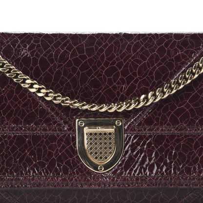 Christian Dior Ceramic Effect Deerskin Diorama Croisiere Chain Wallet Burgundy 9 of 9