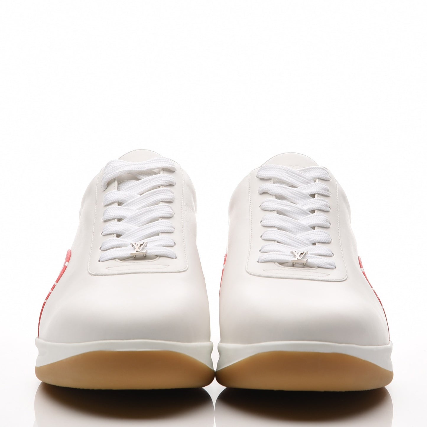 X SUPREME Calfskin Monogram Sneakers 9 White Red