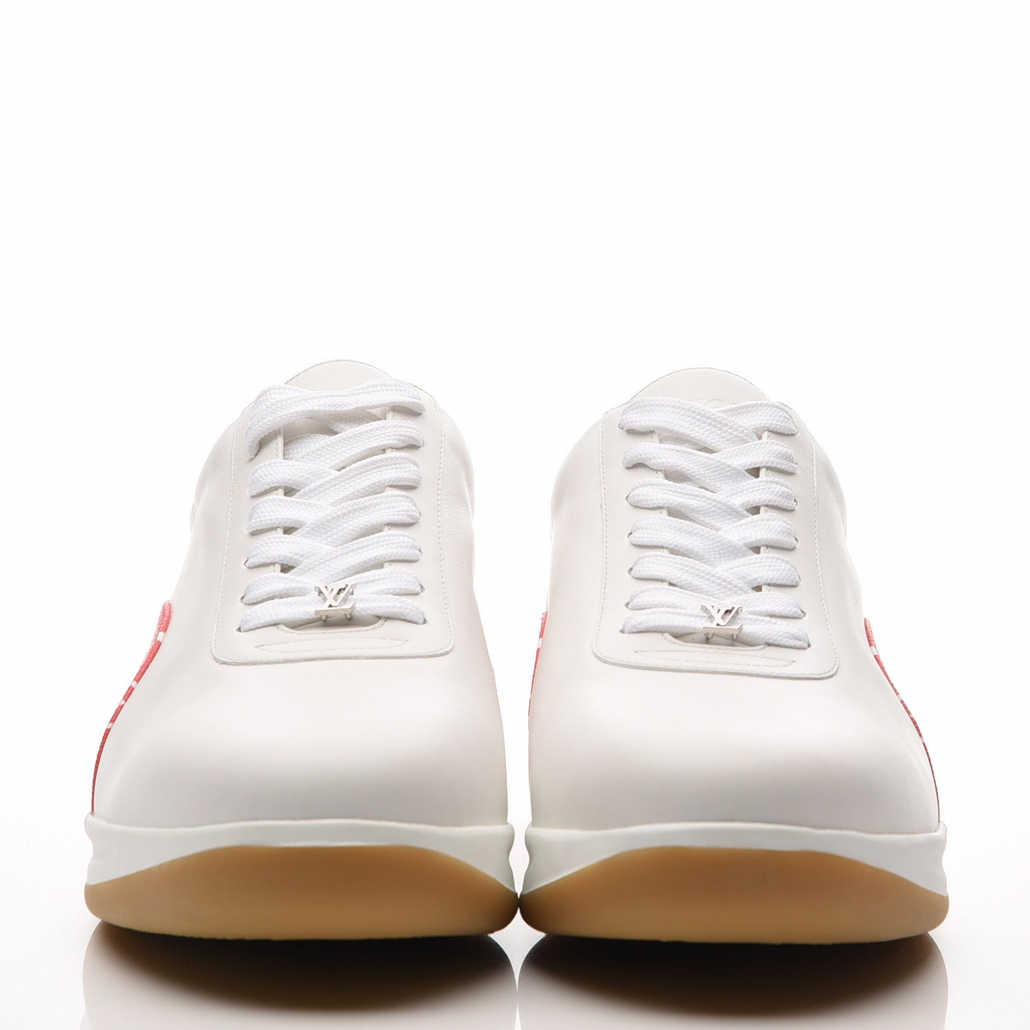Louis Vuitton X SUPREME Calfskin Monogram Sneakers 9 White Red 2 of 12