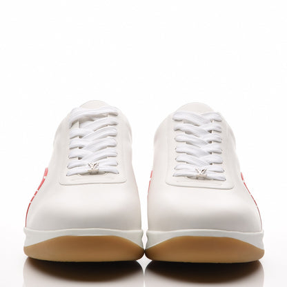 Louis Vuitton X SUPREME Calfskin Monogram Sneakers 9 White Red 2 of 12