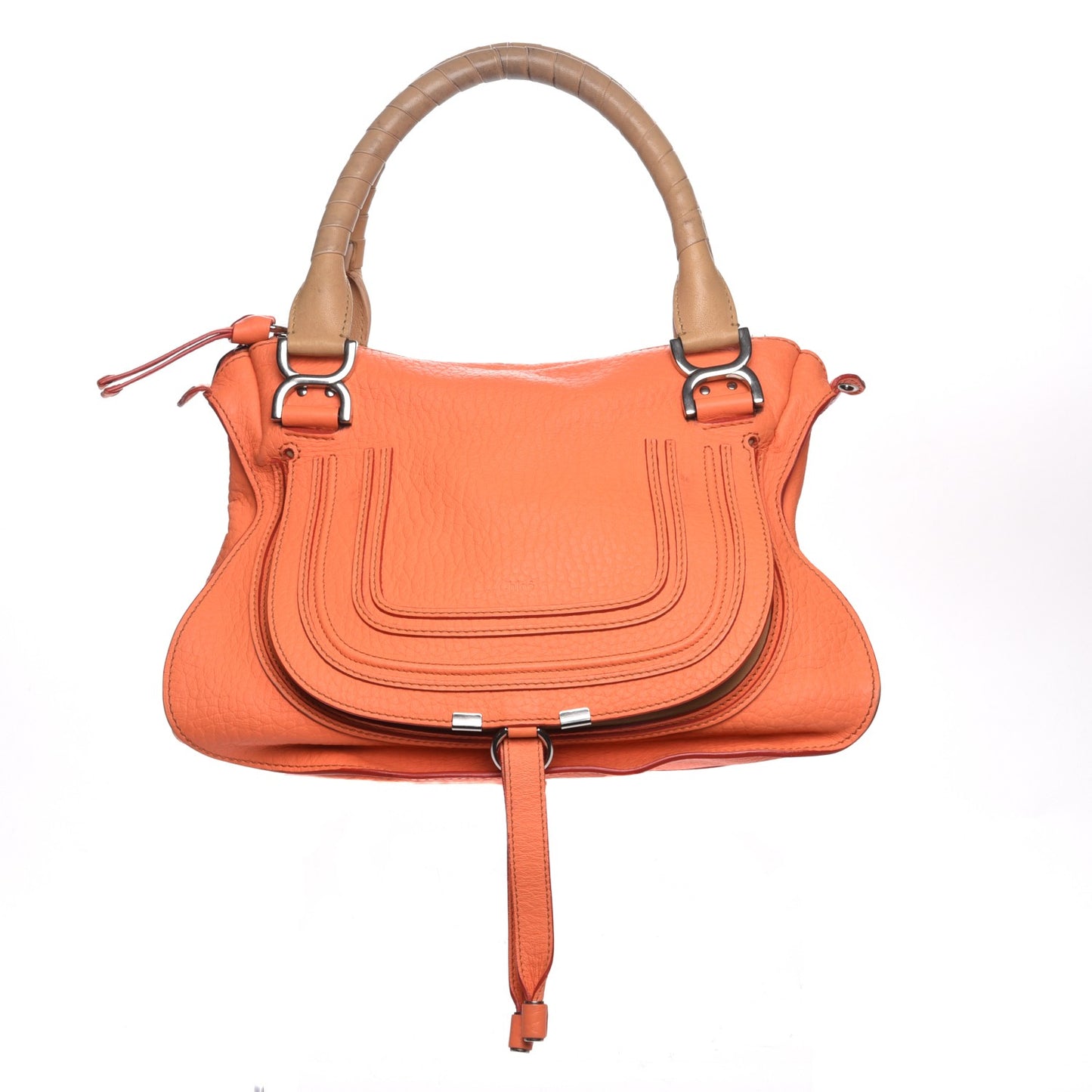Calfskin Medium Marcie Satchel Orange Fizz