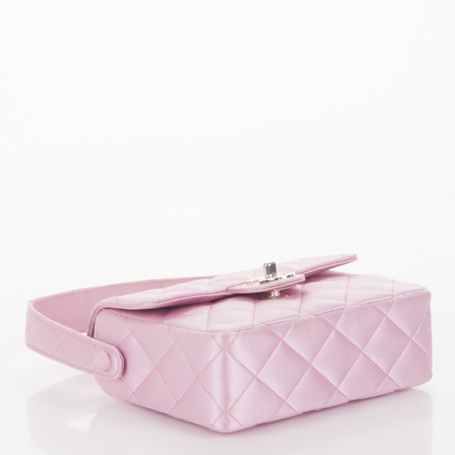 Chanel Satin Quilted Evening Bag Pink 4 of 9