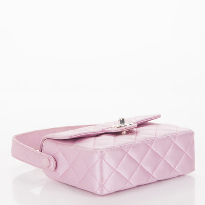 Chanel Satin Quilted Evening Bag Pink 4 of 9