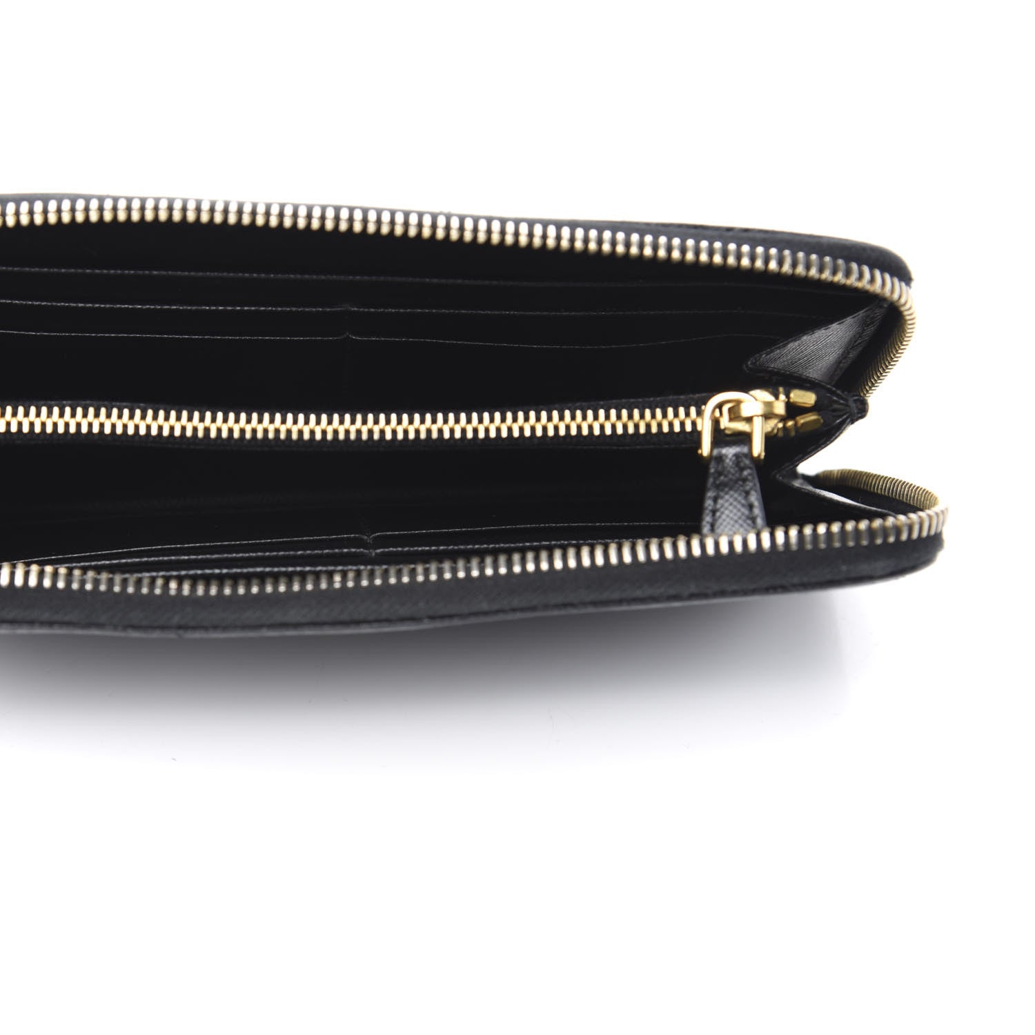 Prada Saffiano Triangle Zip Around Wallet Black 5 of 11