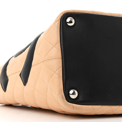 Chanel Calfskin Quilted Large Cambon Tote Beige Black 9 of 10