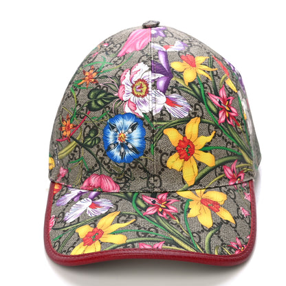 Gucci GG Supreme Flora Claudia Baseball Hat 58 L Red 4 of 7