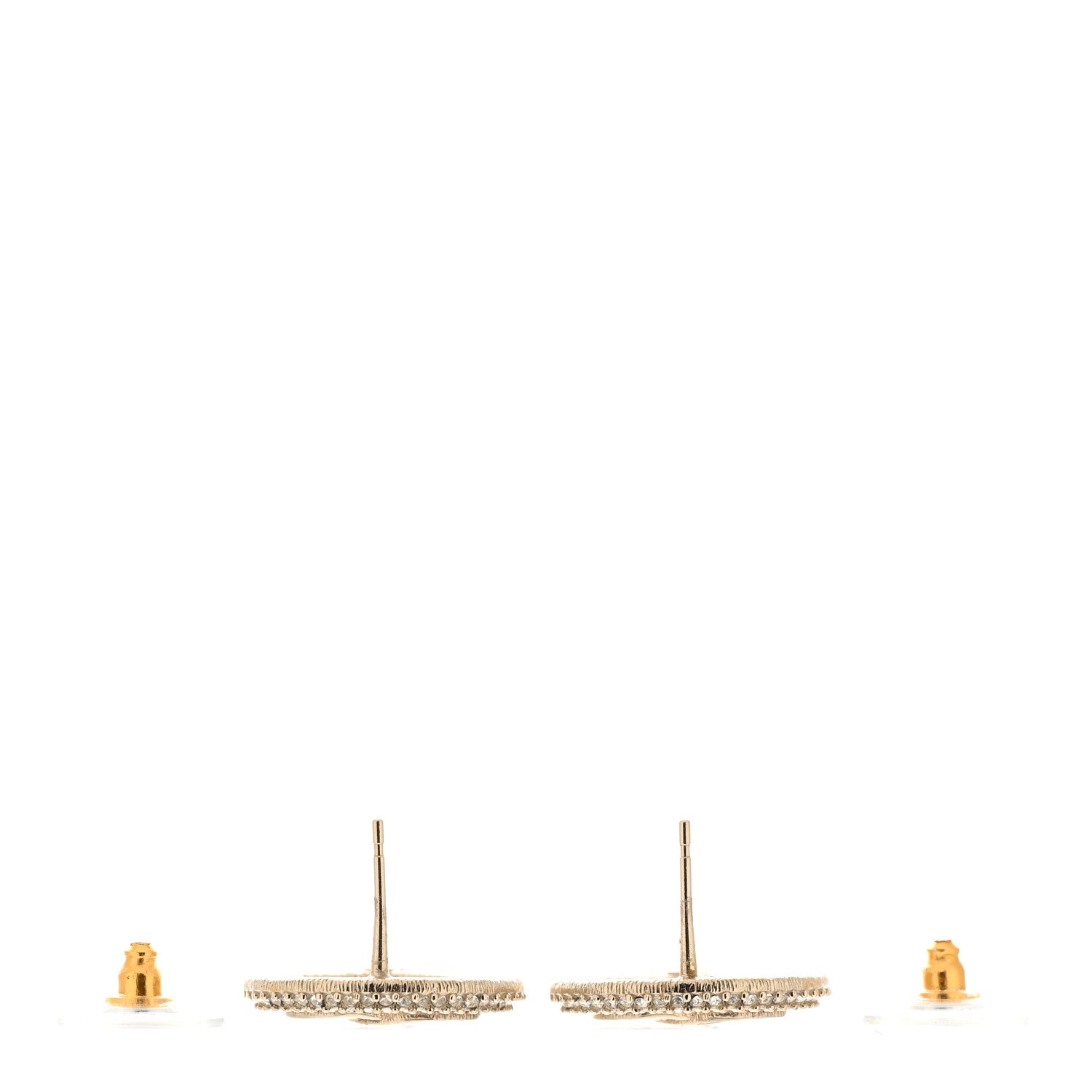 Chanel Crystal CC Vendome Round Earrings Gold 3 of 4