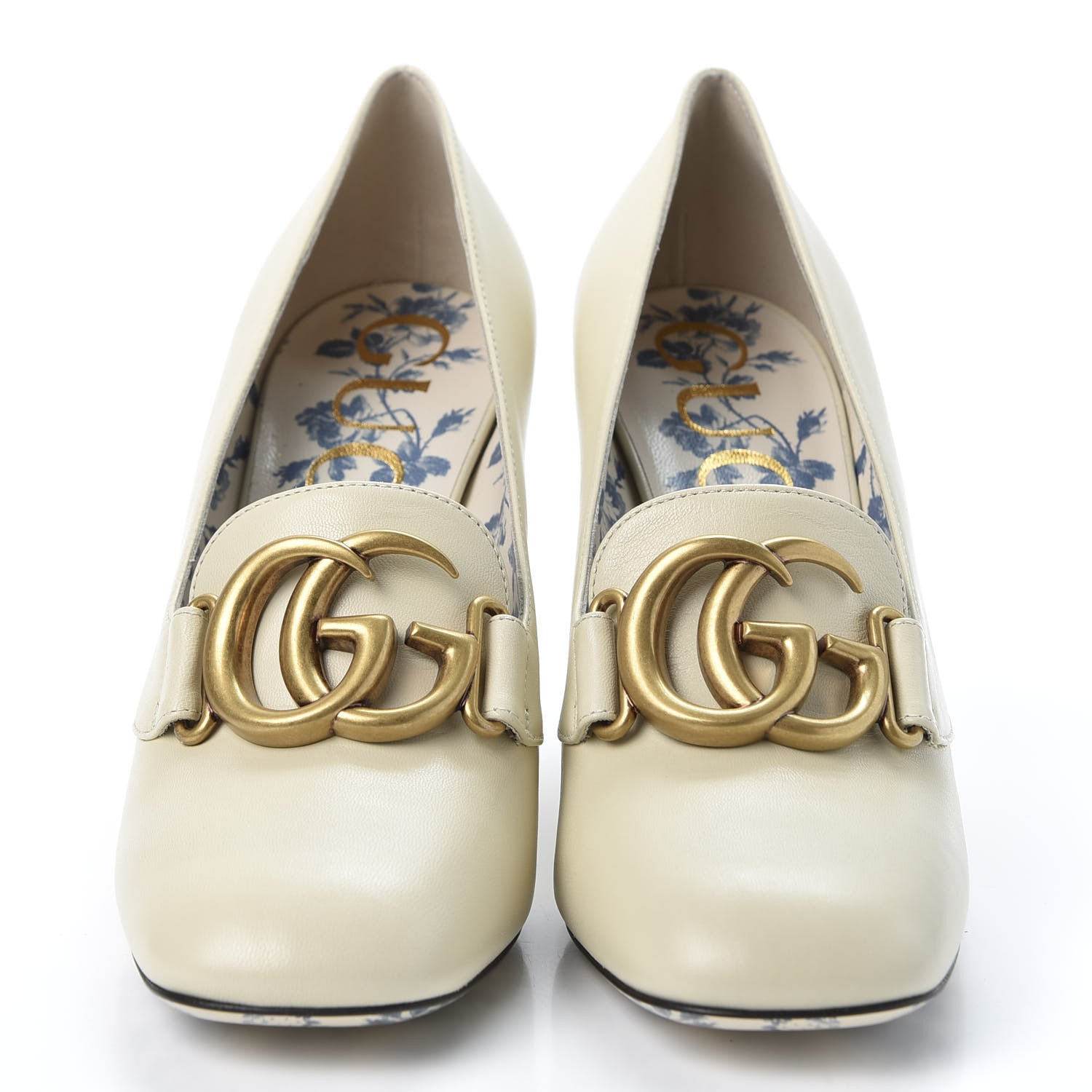 Gucci Malaga Kid GG Victoire 95mm Loafer Pumps 37 Vintage White 2 of 11