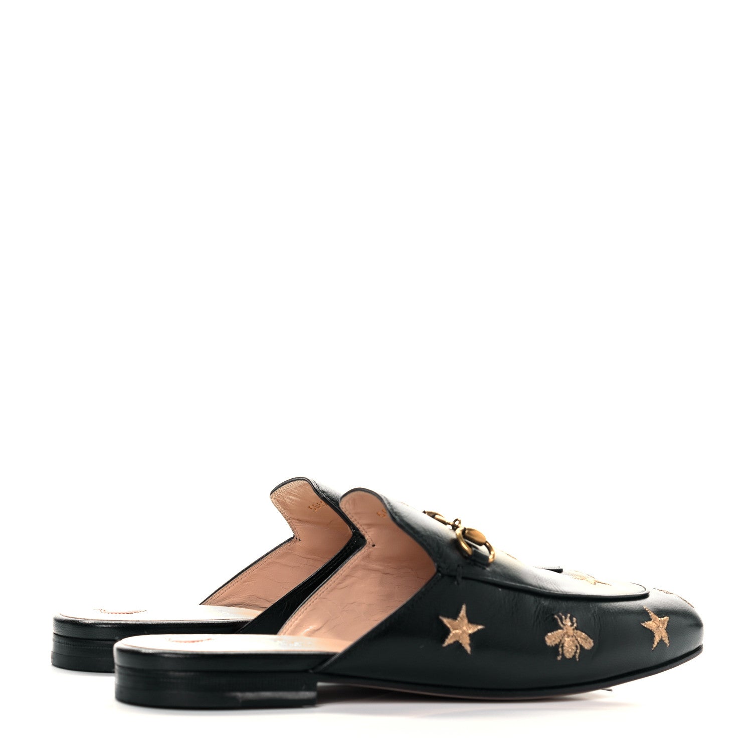 Gucci Goatskin Bee Star Embroidered Womens Princetown Slippers 39 Black 4 of 9