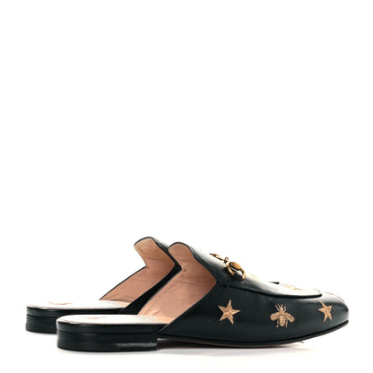 Gucci Goatskin Bee Star Embroidered Womens Princetown Slippers 39 Black 4 of 9