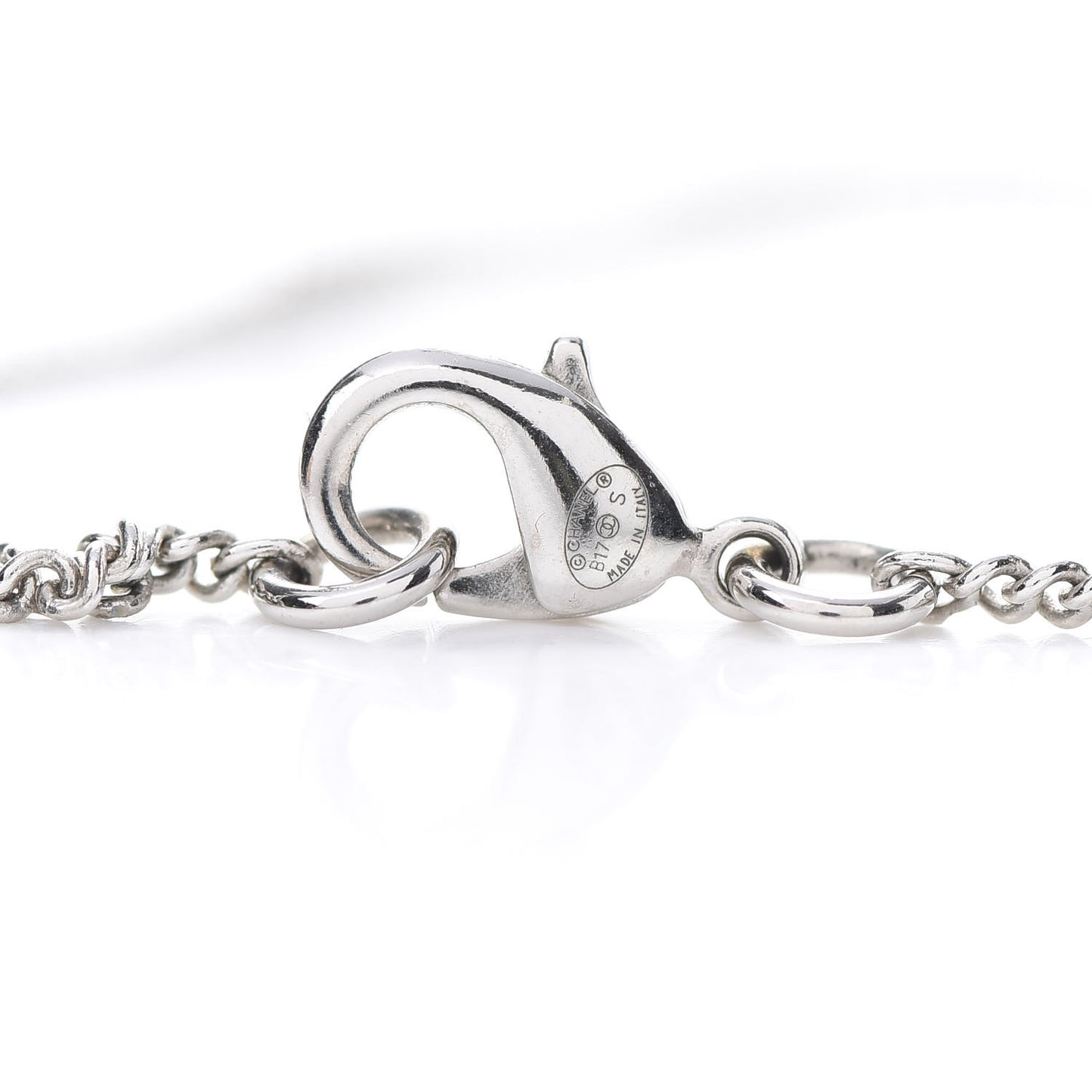 Crystal Baguette CC Pendant Necklace Pink Silver