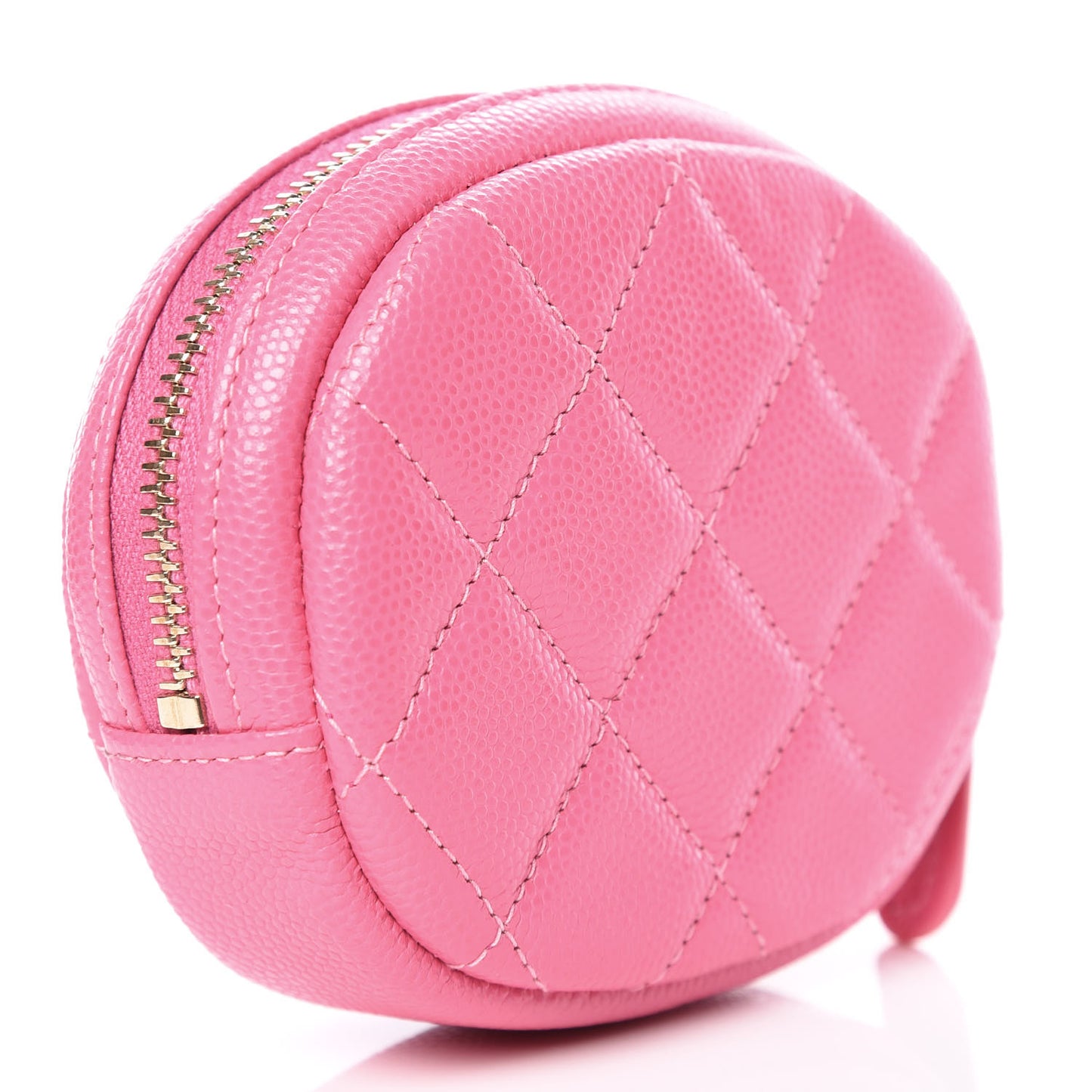 Iridescent Caviar Quilted Zip Around Classic Coin Purse Pink