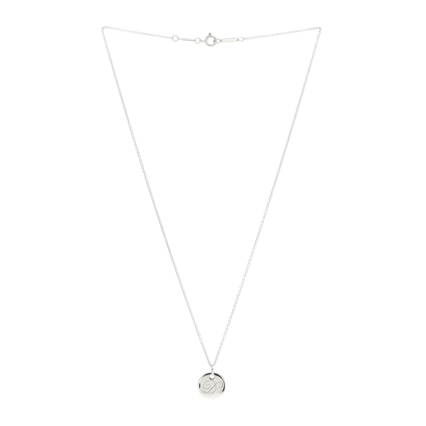 Sterling Silver Letter D Round Pendant Necklace