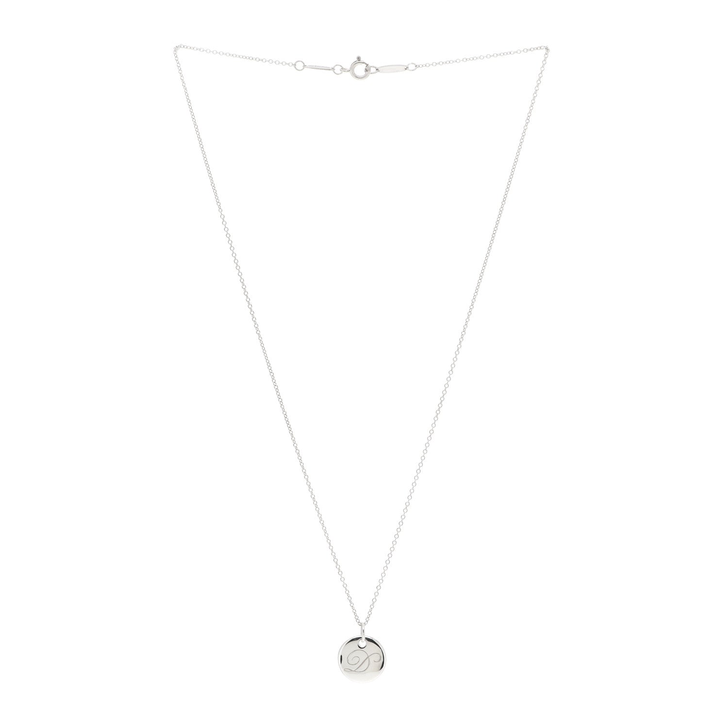 Tiffany Sterling Silver Letter D Round Pendant Necklace 3 of 4