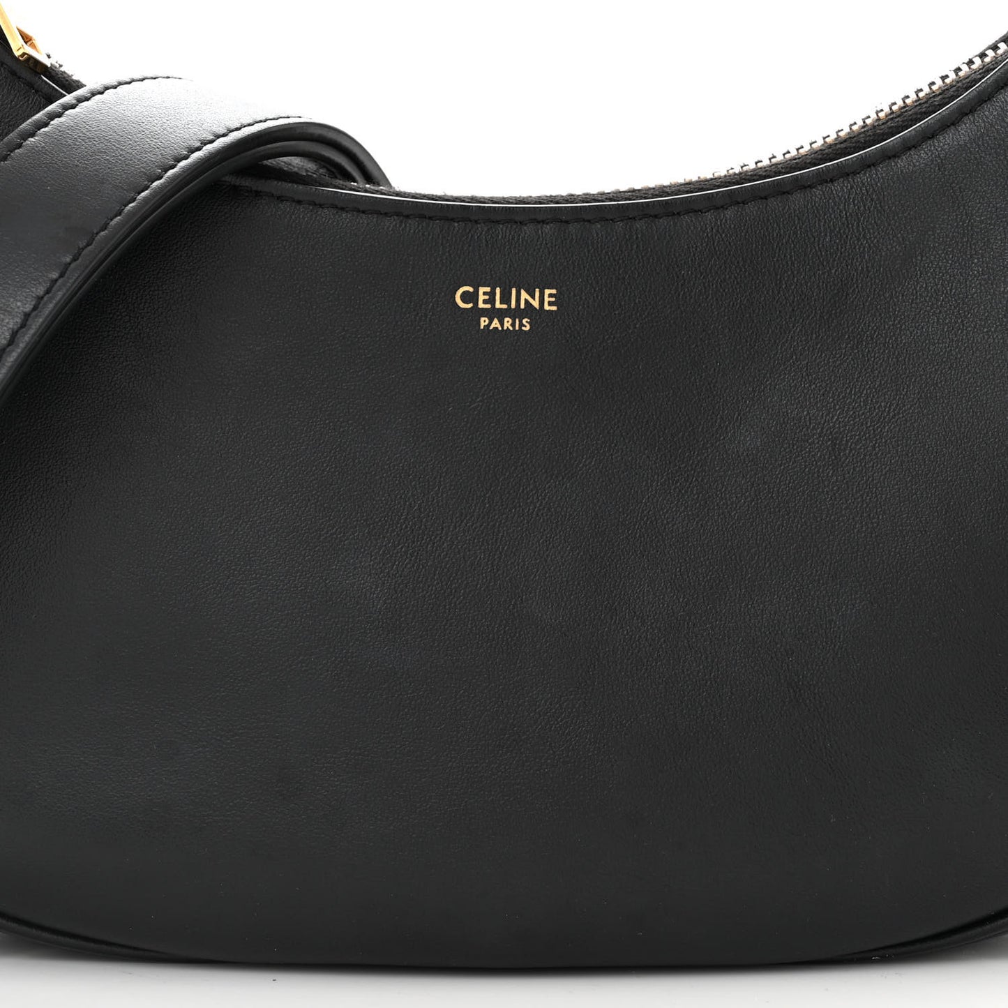 Smooth Calfskin Medium Strap Ava Shoulder Bag Black